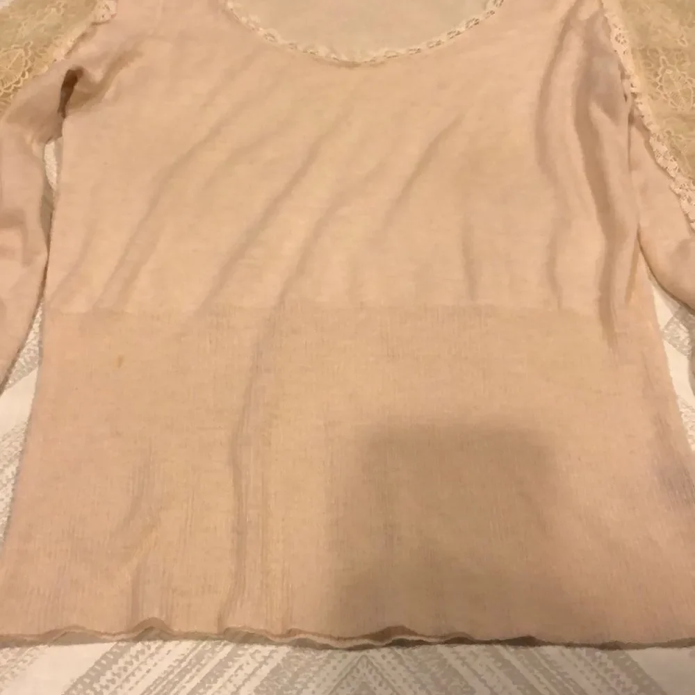 Knitted Knotted Anthropologie Ivory Lace Sweater Size Medium